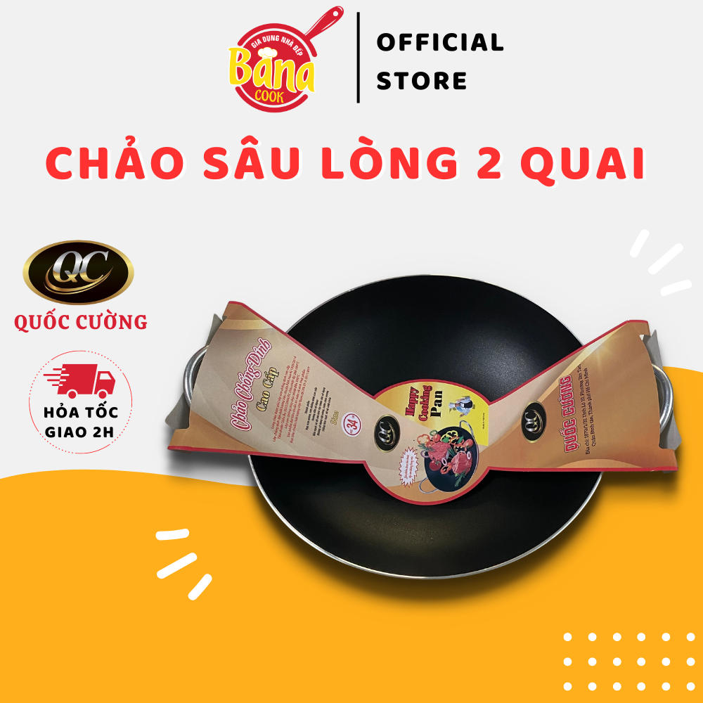 Chảo 2 quai chống dính quốc cường siêu dày size 34cm - bana cook