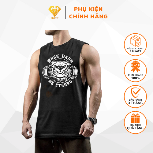 Áo Tập Gym Mùa Hè Mới WORD HARD -  Áo  Tập Gym 3 Lỗ Vải Cotton cao cấp