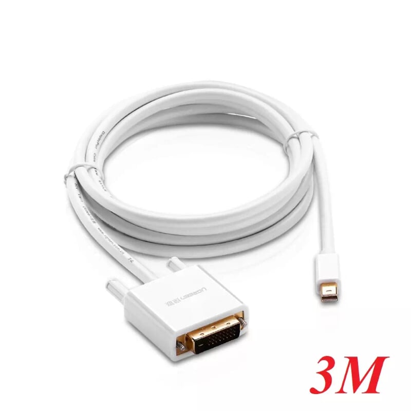 Ugreen 10425 3m màu trắng cáp chuyển đổi mini dp sang dvi 24+1 hỗ trợ phân giải 1080p md102