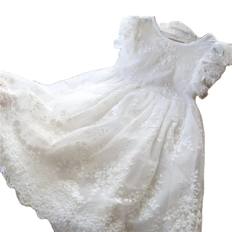 Summer Flower Girl Dress White 1St Communion Kids Clothes 3 6 8T Little Girls Birthday Party Princes