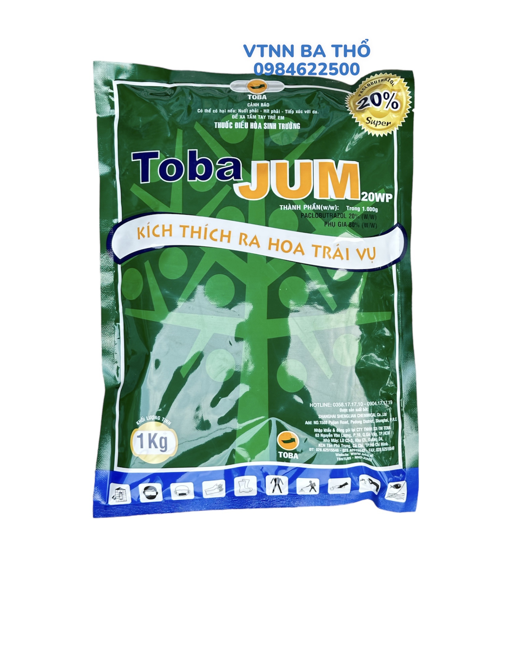 Thuốc điều hoà sinh trưởng toba jum 20wp kg