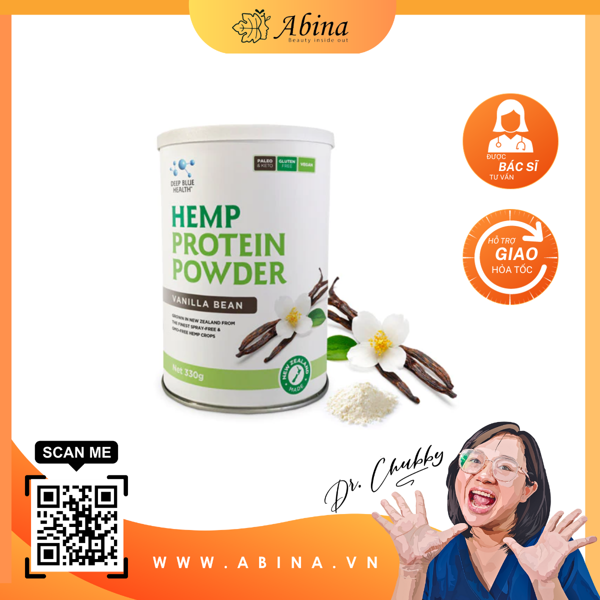 Bột dinh dưỡng chứa protein từ New Zealand - Deep Blue Health H Protein Powder - DR Chubby