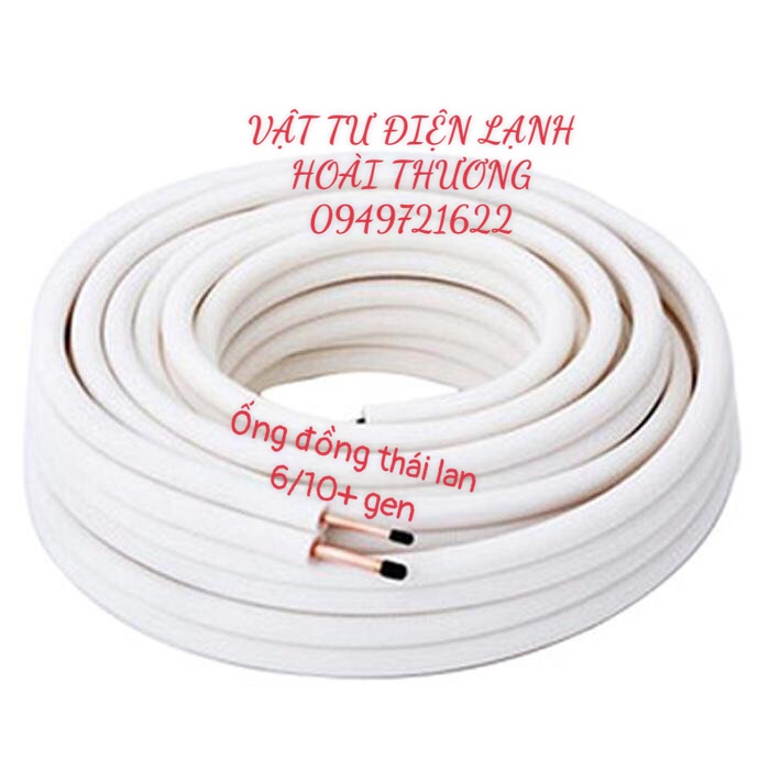 Ống đồng máy lạnh thái lan 6 + 10 , độ dày ống 7 zem loại tốt / cửa hàng điện lạnh hoài thương