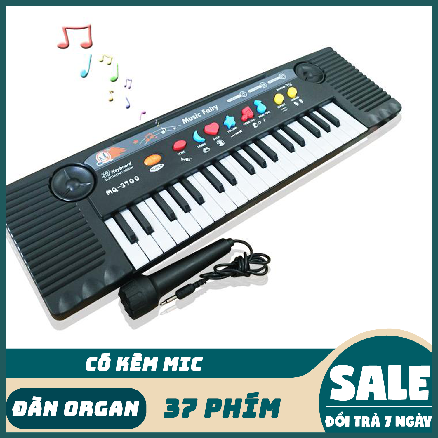 Đàn Organ điện tử kèm micro cho bé giá rẻ (Đen), đồ chơi cho bé, đàn organ cho bé-