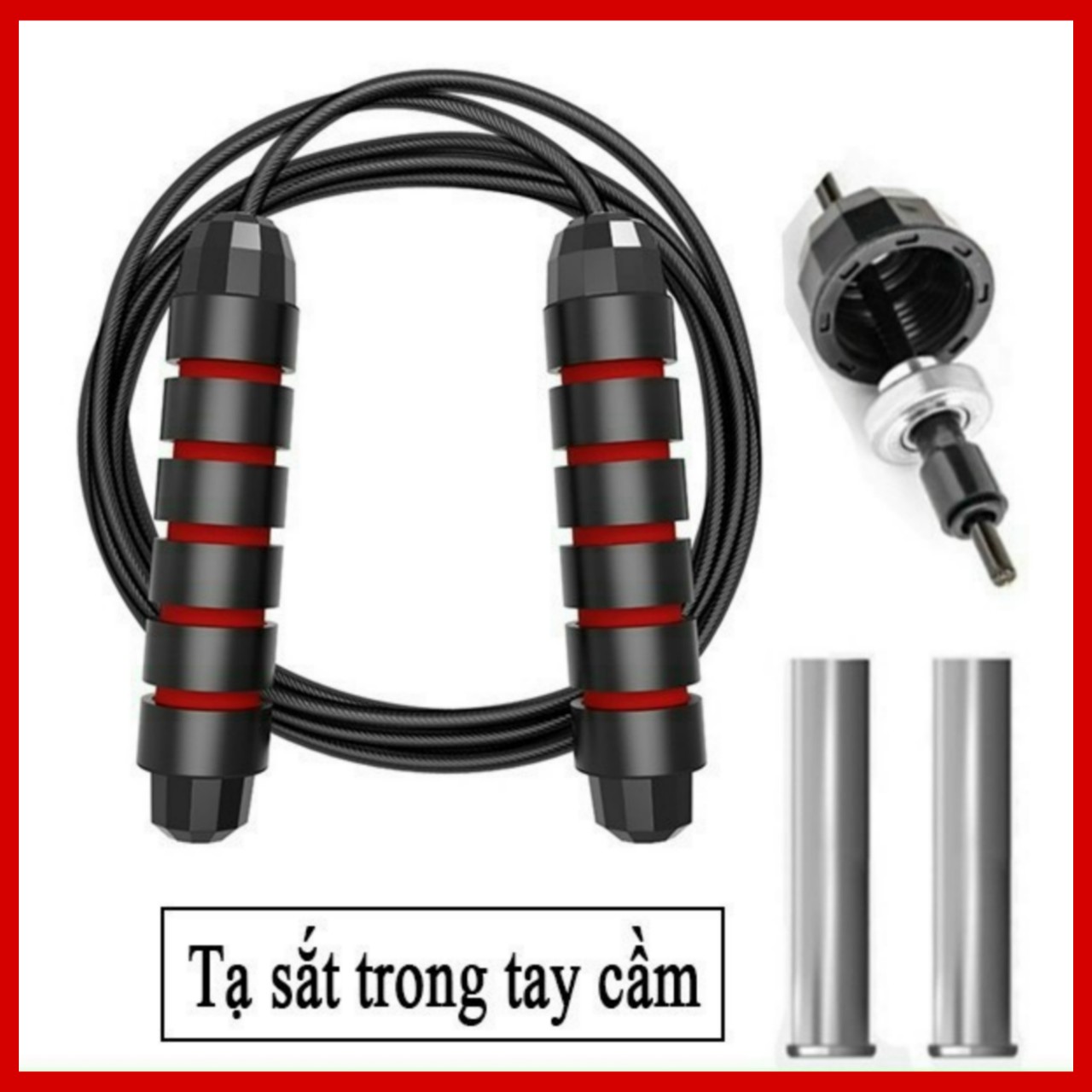 Dây Nhảy Tập Thể Dục Giảm Cân Lõi Thép Màu Đen - Đỏ - Xanh
