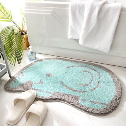 Thảm chùi chân lối đi hình con voi xanh ngộ nghĩnh KT 80x50cm