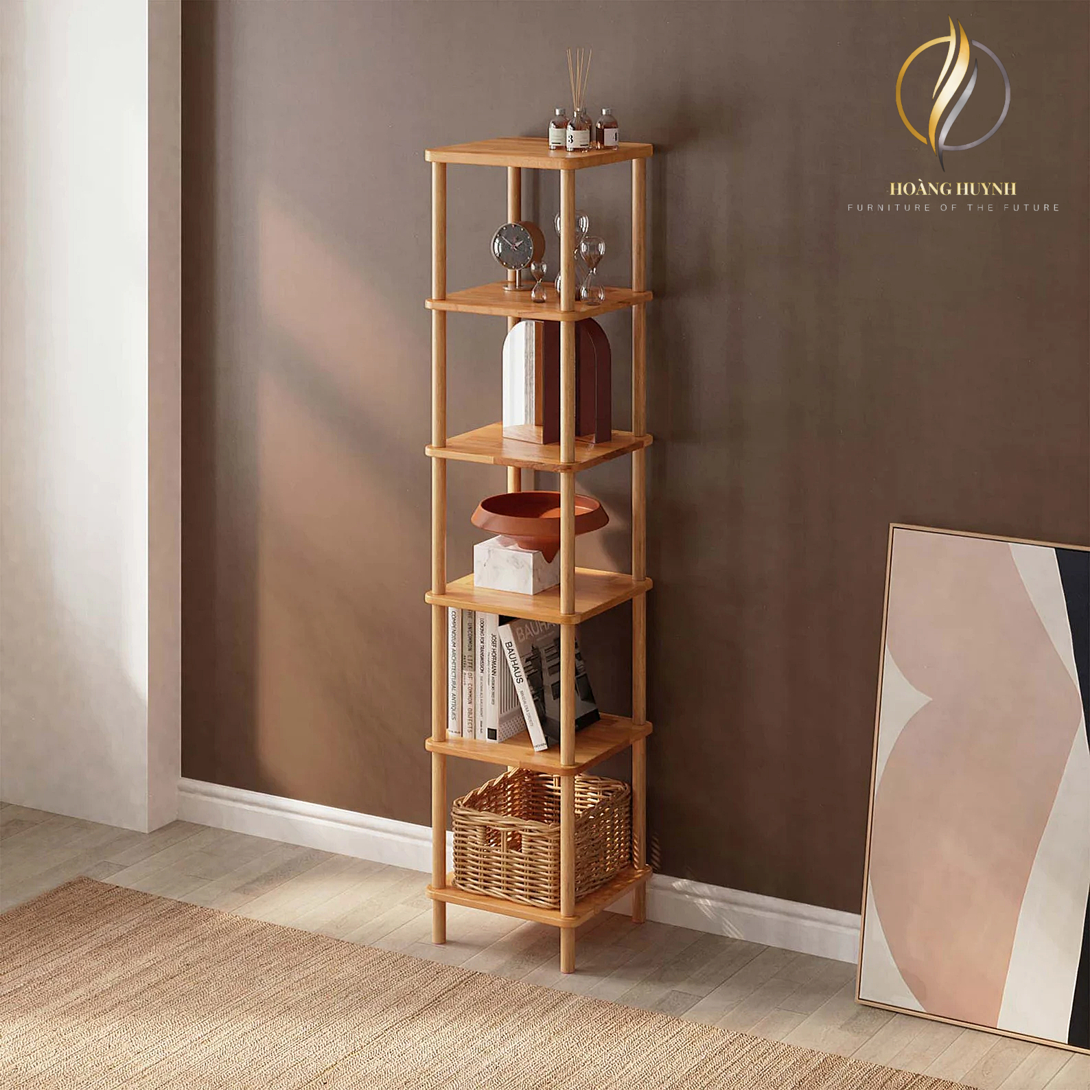Kệ đơn 5 tầng hình vuông, hình tròn - nội thất gỗ hoàng huynh