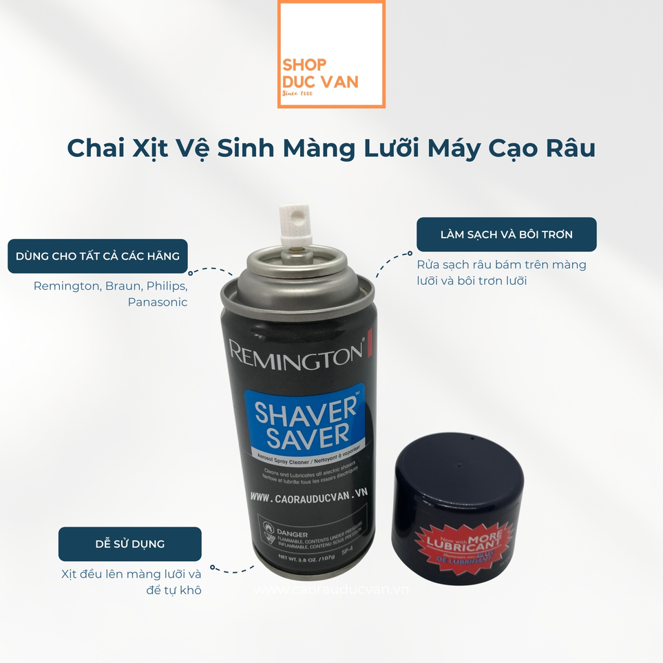 Chai Xịt Vệ Sinh Màng Lưỡi Máy Cạo Râu Remington Braun Philips Panasonic [ Shop Đức Vân ]