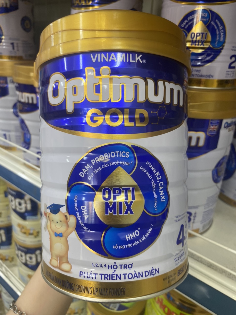 Sữa Optimum Gold số 4 lon 850g cho trẻ 2-6 tuổi - Date mới 12 2024
