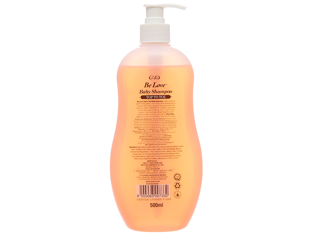 Sữa tắm gội em bé BE LOVE Malaysia không cay mắt - chai 500ml cam - Baby shampoo
