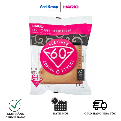 HCM_Hario Chính Hãng Giấy lọc cà phê V60 Loại 1 - Drip coffee filter paper Hario V60 Type 1 Made in Japan - Set 100 filters/ 100 tờ - Dùng cho phễu V60 Hario - Chất liệu giấy cao cấp dai và an toàn cho sức khỏe - N h ậ p k h ẩ u Hãng Nhật B