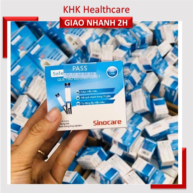 Que đường huyết Sinocare hộp 50 que test tiểu đường - date 2024 KHK Healthcare