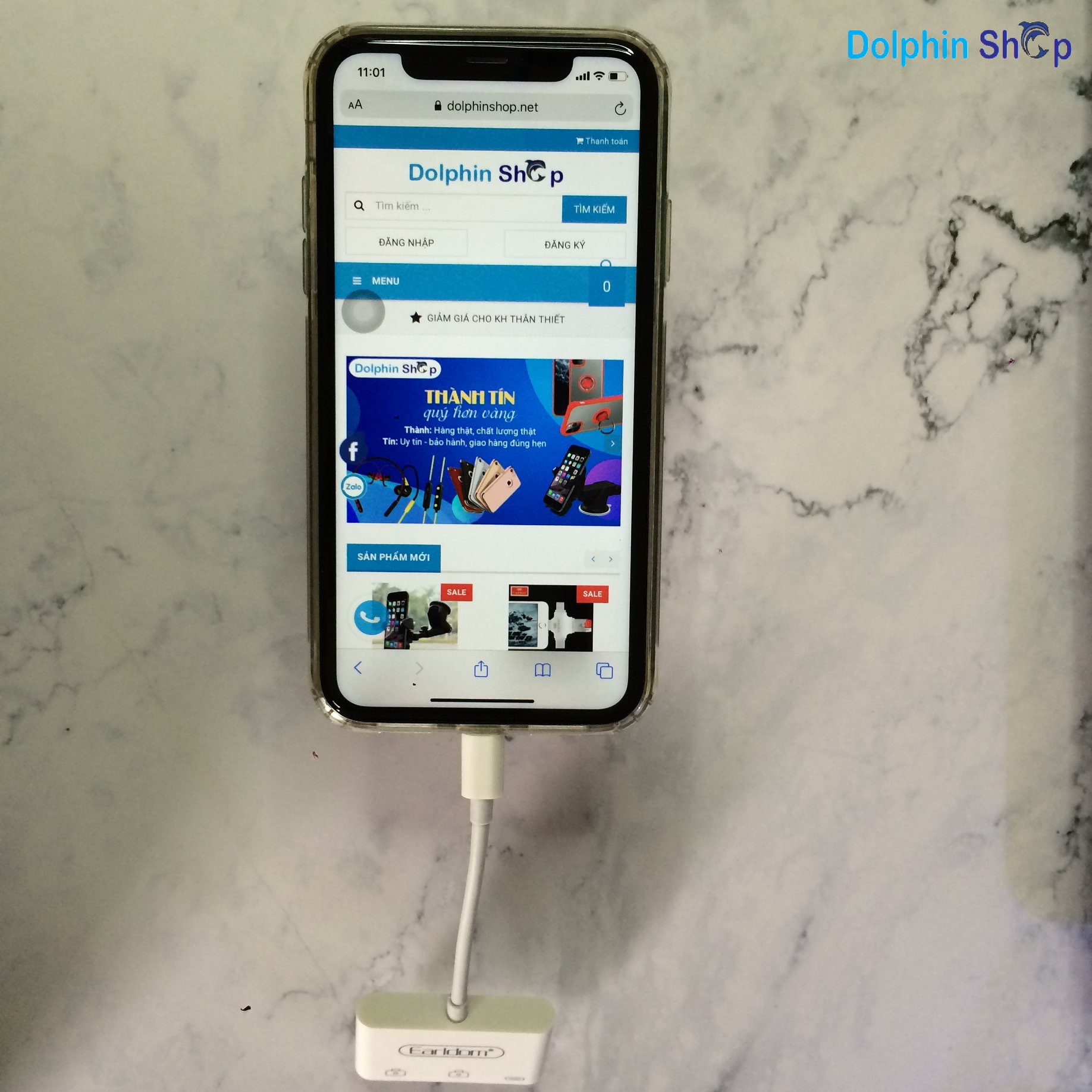 Cáp otg dành cho iphone, ipad earldom ot44 tích hợp 2 cổng usb và 1 cổng lightning
