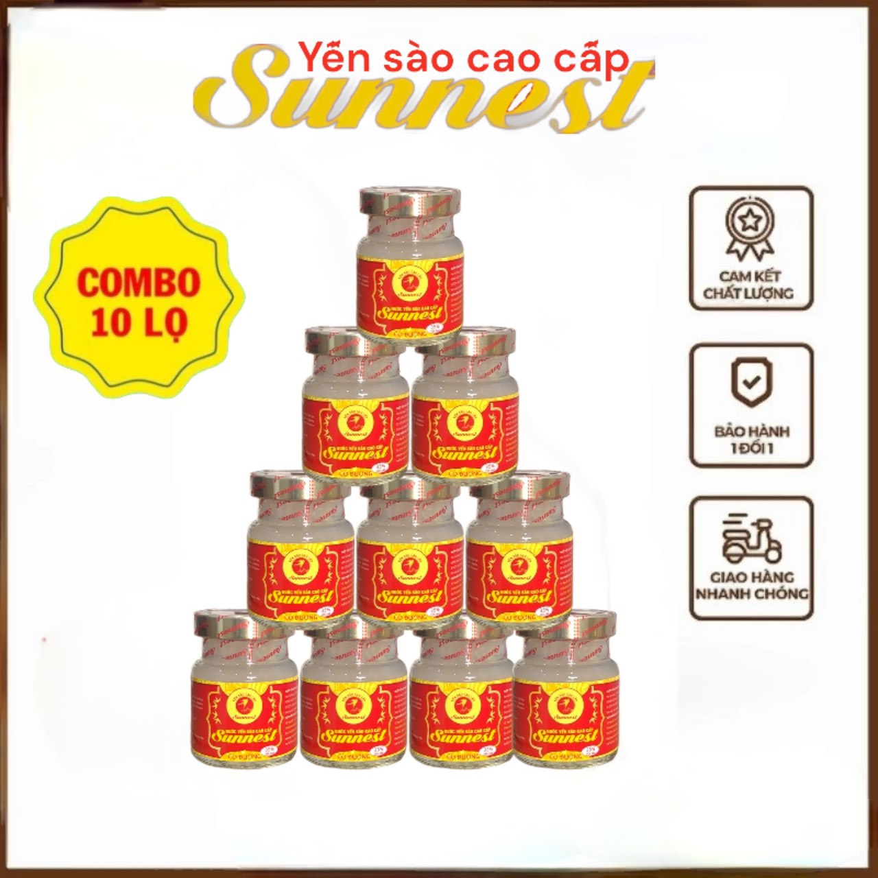 Combo 10 Hủ Yến Chưng Đường Phèn 35% Yến tăng cường sức đề kháng