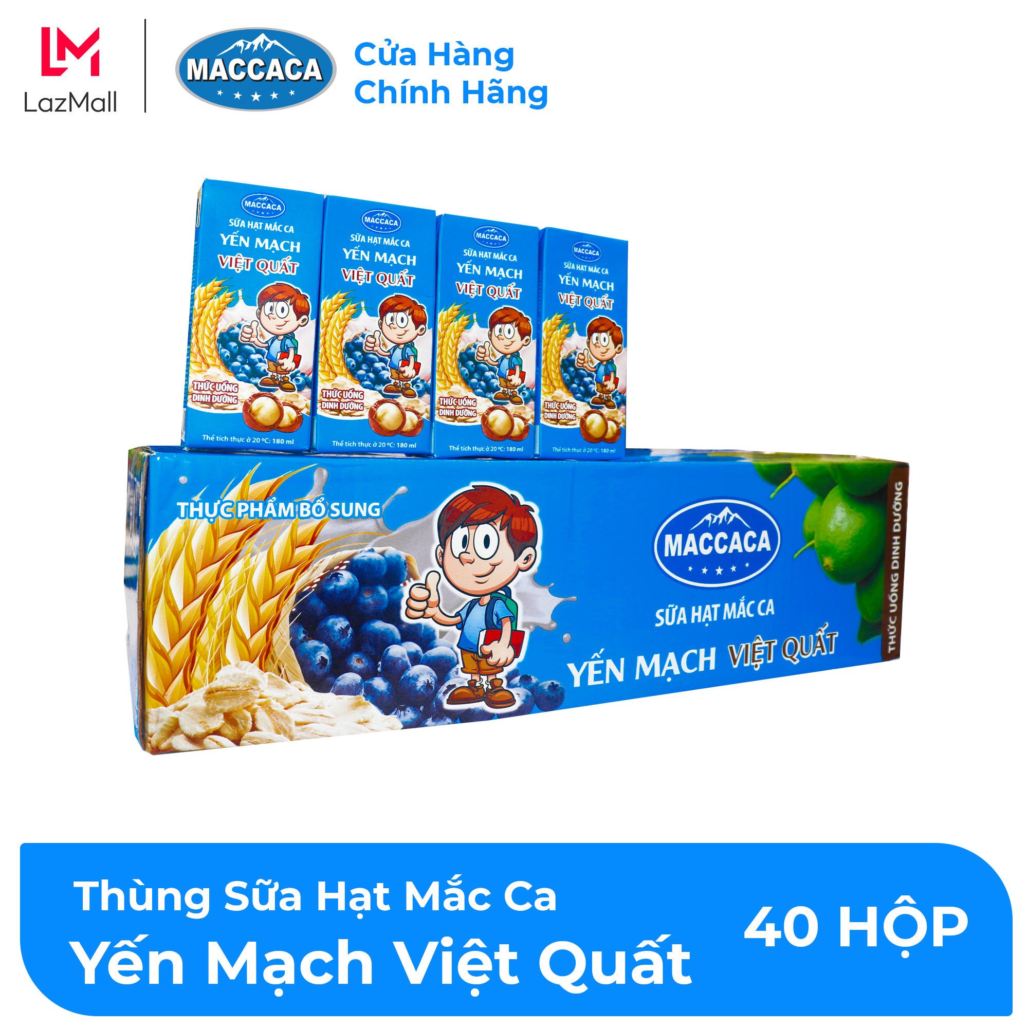 Maccaca - thùng 40 hộp sữa hạt mắc ca yến mạch việt quất