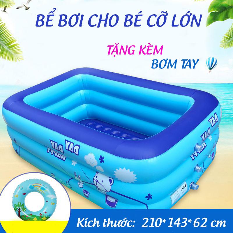 Bể phao bơi trẻ em 180cm tặng kèm bơm - bể bơi 3 tầng loại dày - hồ bơi cho cả gia đình dễ dàng gấp gọn khi không sử dụng.