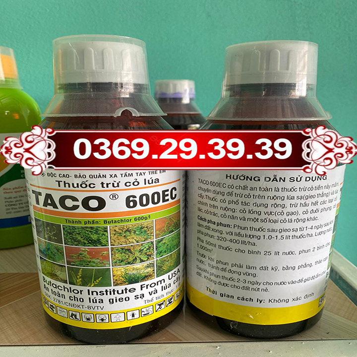 TACO 60EC thuốc trừ cỏ tiền nảy mầm diệt lồng vực, cỏ đuôi phụng, cỏ lác, cỏ trác, cỏ năn và một số loại cỏ lá rộng khác