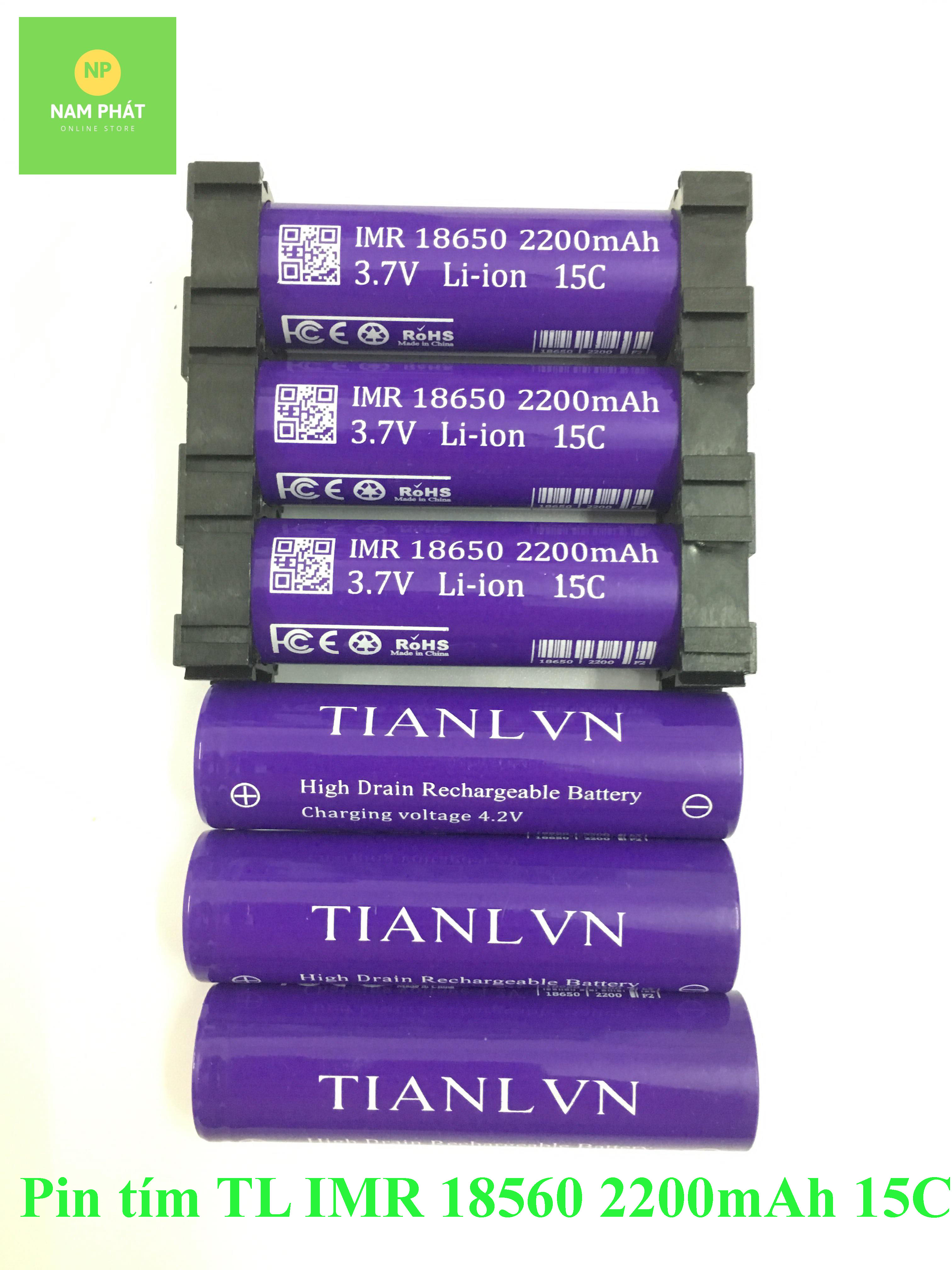 [NPS] Pin tím TL IMR TIANLVN 18650 dung lượng 2200mah, xả cao 15c