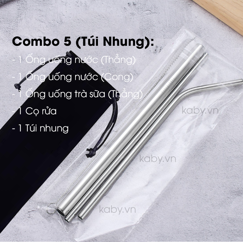 Set Combo Ống Hút Inox 304 Kèm Cọ Rửa
