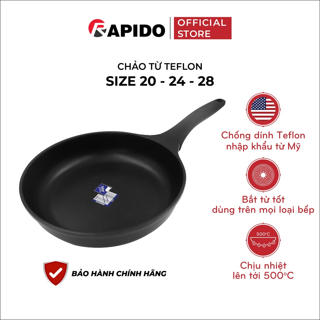 Chảo từ rapido chống dínhteflon rp-rft size 20-24-28cm