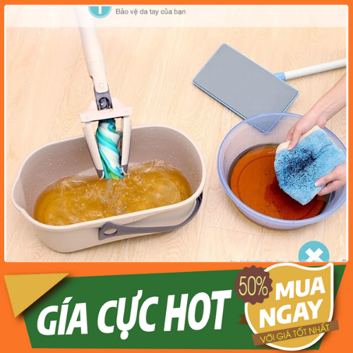 Combo cây lau nhà tự vắt fc53 và xô nhựa đa năng - siêu tiết kiệm