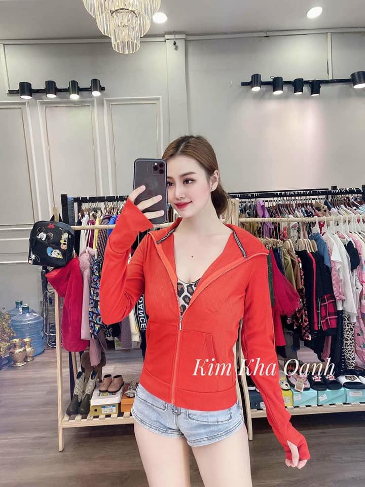 Áo khoác thun gân 2 logo thêu- hàng đẹp chuẩn y hình