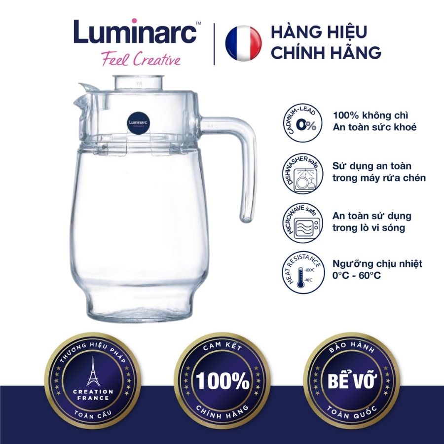 Bình nước thuỷ tinh luminarc tivoli 1.6l - lubig2674