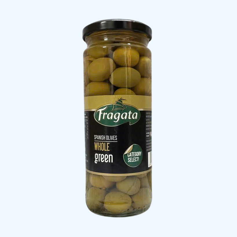 FRAGATA -- Lọ XANH NG/HẠT 450g -- TRÁI Ô LIU XANH NGUYÊN HẠT TÂY BAN NHA Spanish Olives Whole Green