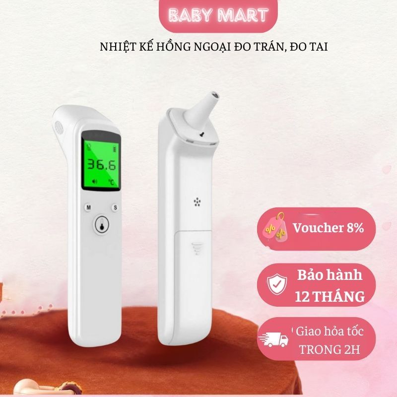 Nhiệt kế điện tử hồng ngoại đo trán đo tai độ chính xác cao - máy đo nhiệt độ, thân nhiệt cho bé công nghệ hiện đại cao cấp cho ra kết quả nhanh - máy đo nhiệt độ cơ thể - hazi store