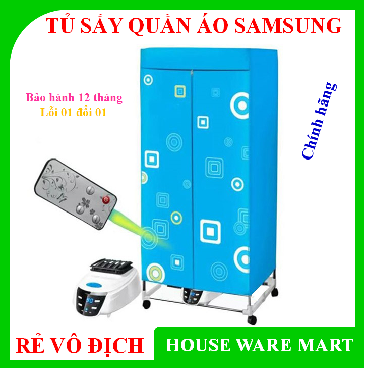 [HÀNG LOẠI I + SALE 6% + FREE SHIP 15K + QUÀ TẶNG ] Tủ sấy quần áo khung inox 2 tầng có remote điều khiển từ xa SAMSUNG 858DK