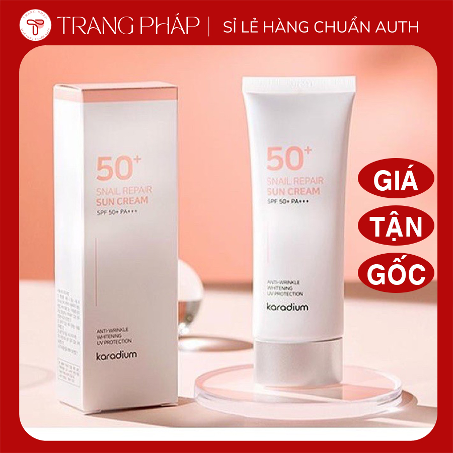 Kem chống nắng karadium snail repair sun cream spf 50+ pa+++ 70ml nâng tone trắng hồng