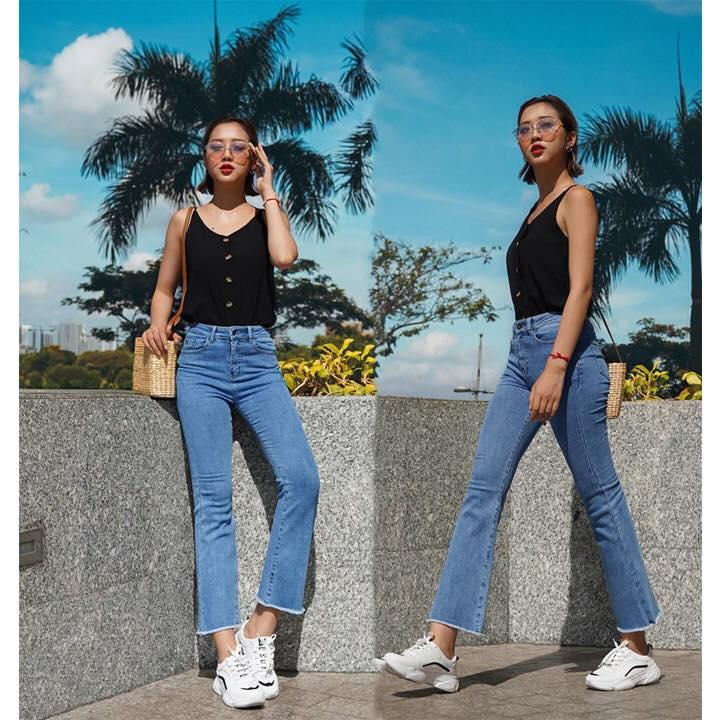 Quần jean nữ 9 tấc ống loe nhẹ Jeans Fashion
