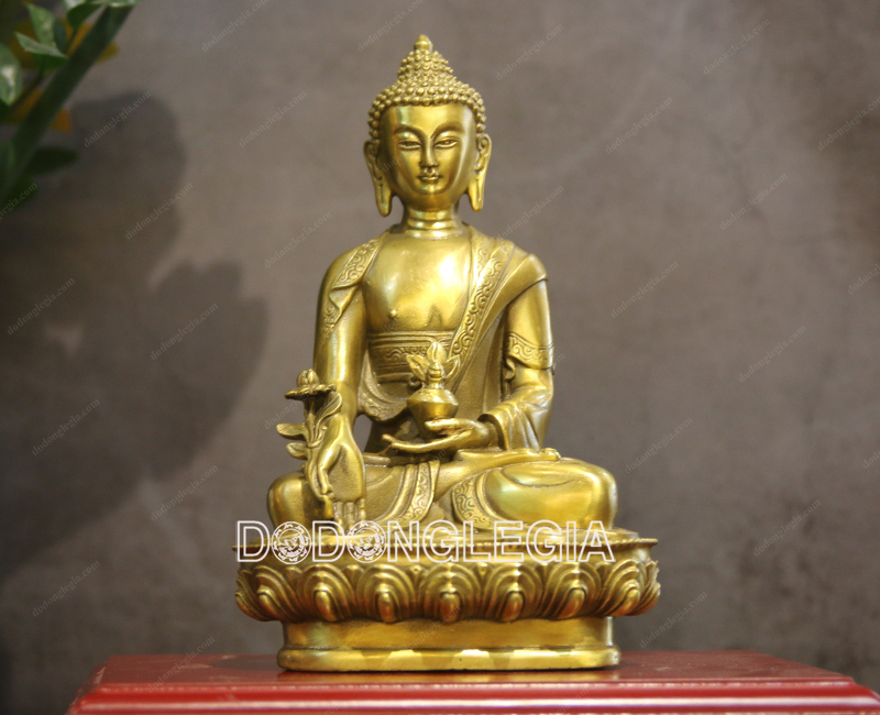 Tượng phật dược sư bằng đồng cao 21cm bằng đồng lê gia