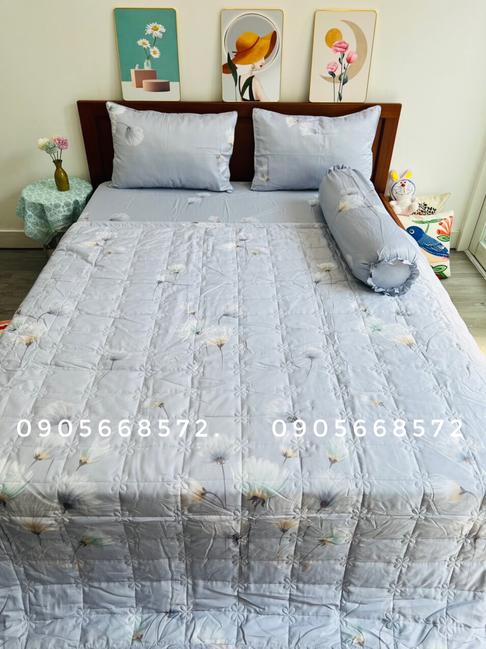 Chăn ga tencel mát lạnh bộ chăn ga 5 món có chăn chần gỏn mền mịn nhẹ nhàng