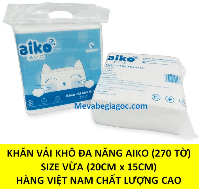 (FREESHIP ĐẾN 50k) (CAM KẾT HÀNG CTY AIKO) BỊCH KHĂN VẢI KHÔ ĐA NĂNG AIKO 270 TỜ - SIZE TRUNG (20CM x 15CM) (VIỆT NAM) NAM3
