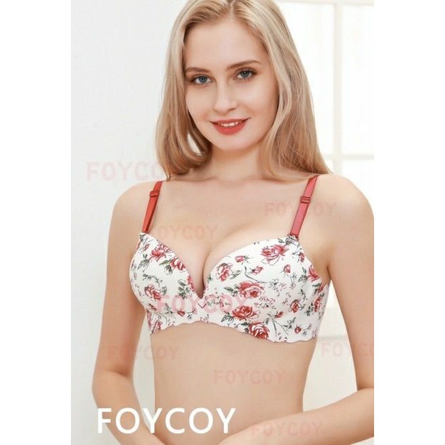 Áo Lót Su 3D Hoa Hồng Đệm Tym Không Gọng Nâng Ngực