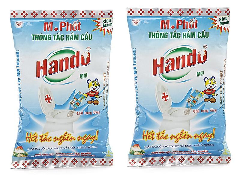 Bộ 2 gói bột thông tắc hầm cầu bể phốt hando 300g bhkn08