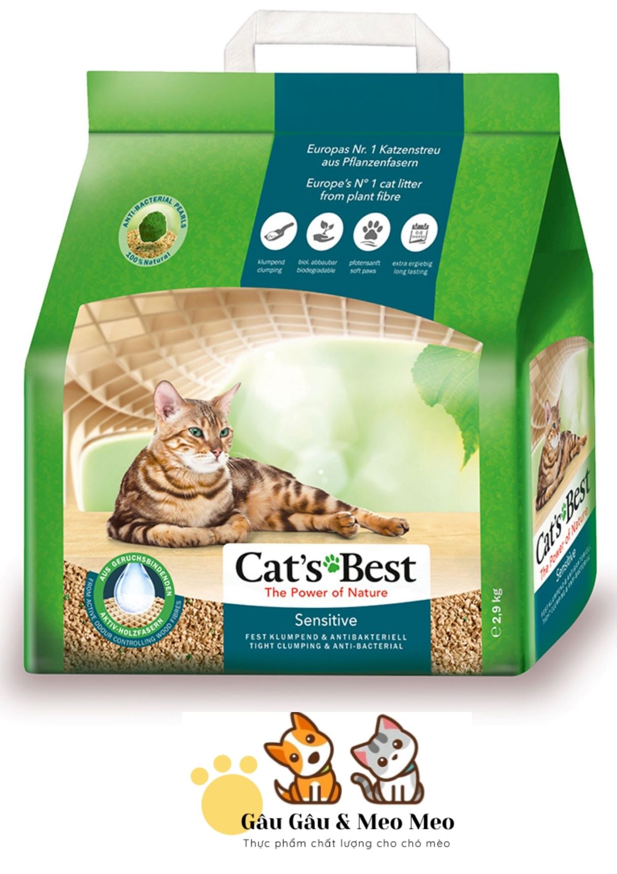 Cat's best sensitive cát hữu cơ siêu thấm hút cho mèo bao 2.9kg