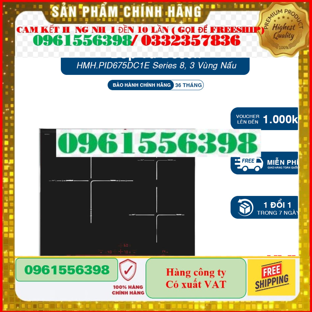 [Hàng Chính Hãng] Bếp Từ Bosch PID675DC1E Series 8, 3 Vùng Nấu - Bảo Hành 36 Tháng