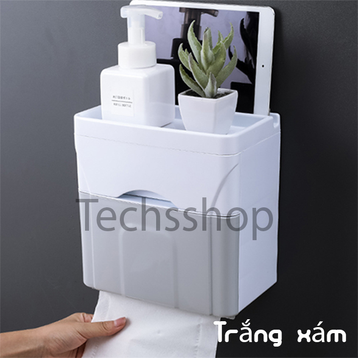 Hộp đựng giấy vệ sinh 2 tầng RA798B đa năng - không cần khoan vít - Hộp giấy nhà tắm - Đồ dùng nhà vệ sinh
