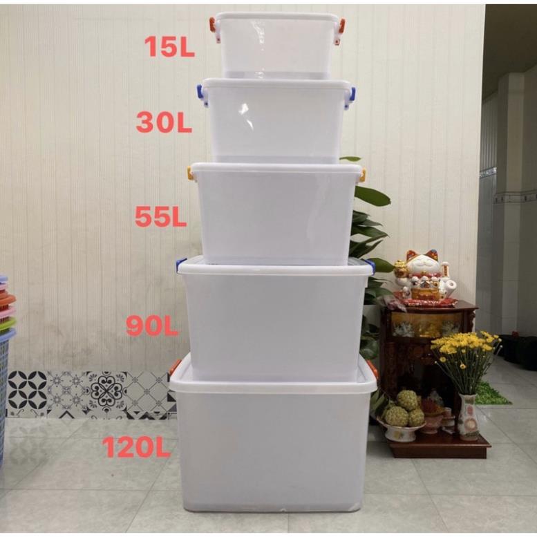 Thùng nhựa vuông đựng đồ đa năng có bánh xe duy tân 15l/30l/55l/90l/120l/140l/220l