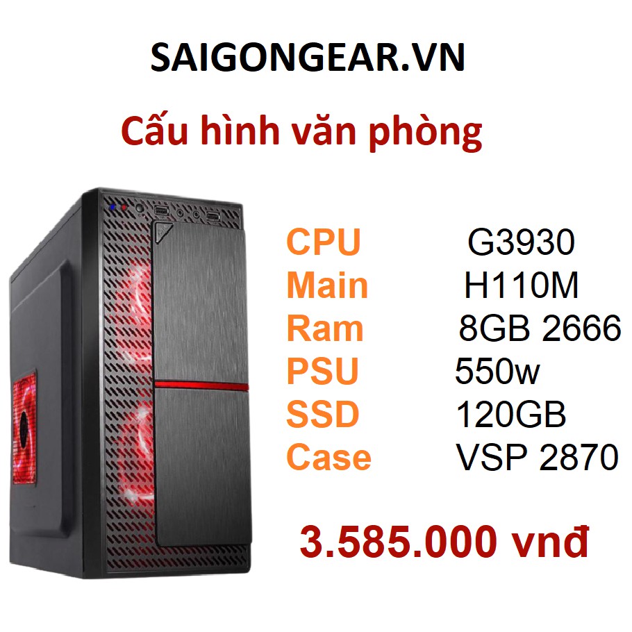 Máy bộ văn phòng CPU Celeron G3930 / Main H110M / Ram 8GB / SSD 120GB, độ bền vượt trội, hoạt động mạnh mẽ, ổn định và an toàn tối ưu cho người sử dụng