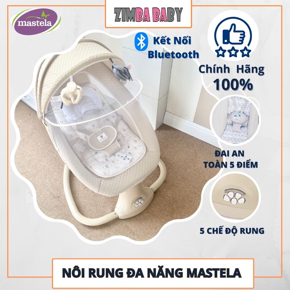 Nôi rung đa năng Mastela 2024 cho bé kiêm ghế ngồi đọc sách cho bé  - Điều khiển từ xa - Kết Nối Bluetooth Zimbababy
