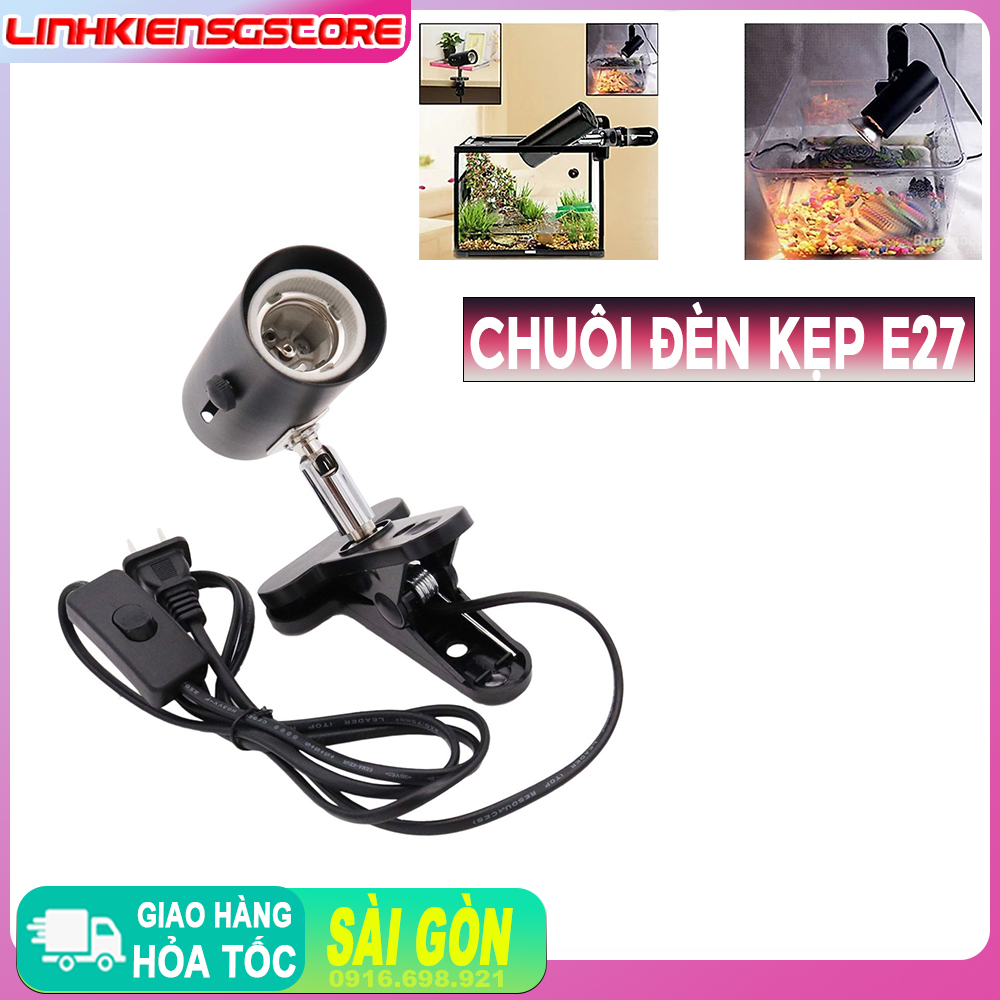 Đèn Sưởi Bò Sát UVA UVB 25W/50W &Chuôi Kẹp bàn Bóng Đèn Tia Cực Tím Cho Bò Sát Thú Cưng
