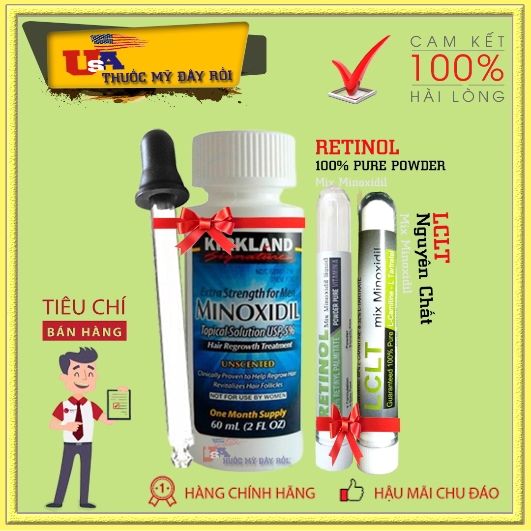 Combo: 1 minoxidil + 1 lclt + 1 retinol hỗ trợ mọc râu tóc minoxidil 5%