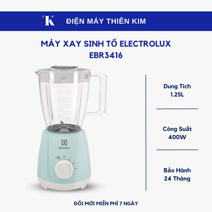 Máy xay sinh tố electrolux ebr3416 - 1.25l 400w - máy xay sinh tố đa năng - bảo hành 24 tháng toàn quốc
