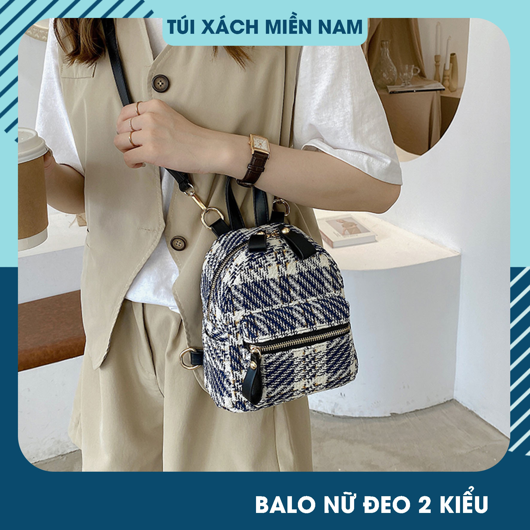 Balo nữ đeo chéo đi chơi da dạ họa tiết mini dễ thương đẹp giá rẻ HT162
