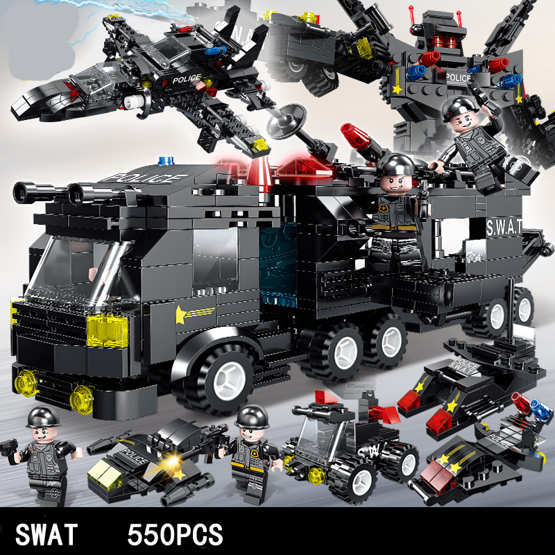 550PSC Black Hawk SWAT Police Military Police Car Fighter Mô hình xây dựng khối đồ chơi