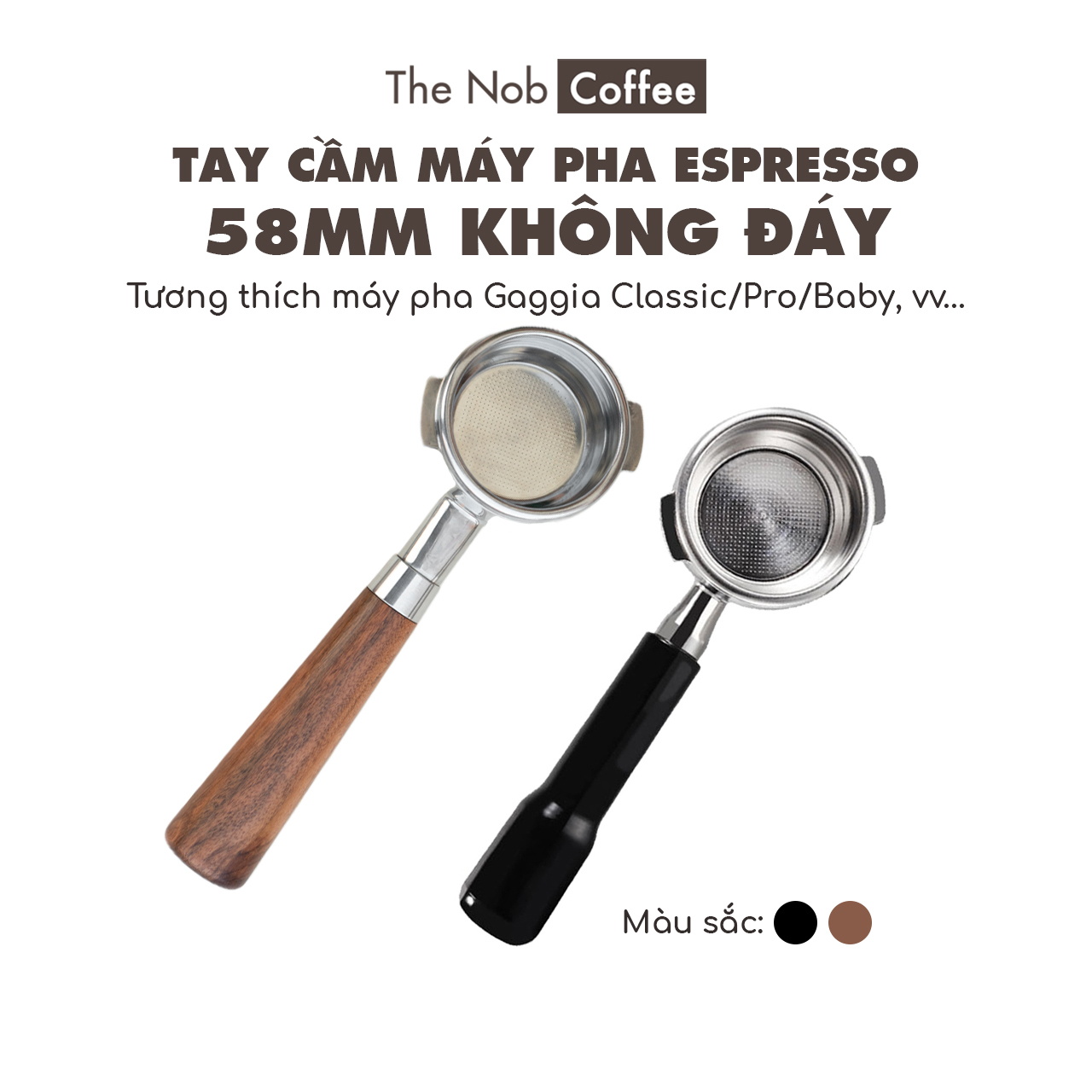 Tay cầm không đáy 58mm cho máy pha cà phê Gaggia