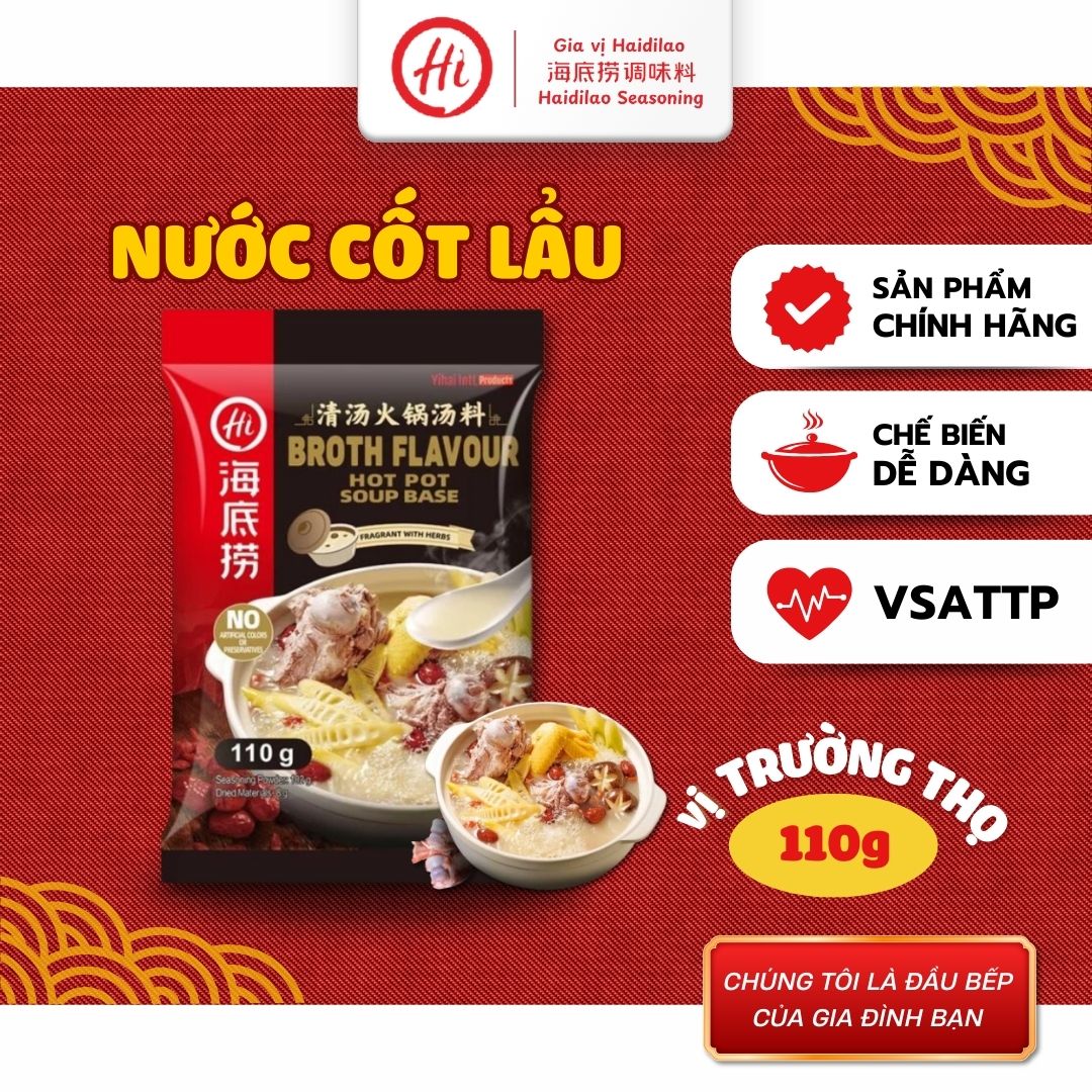 Gia Vị Nước Cốt Lẩu Haidilao –vị trường thọ 110g (HSD-1/12)